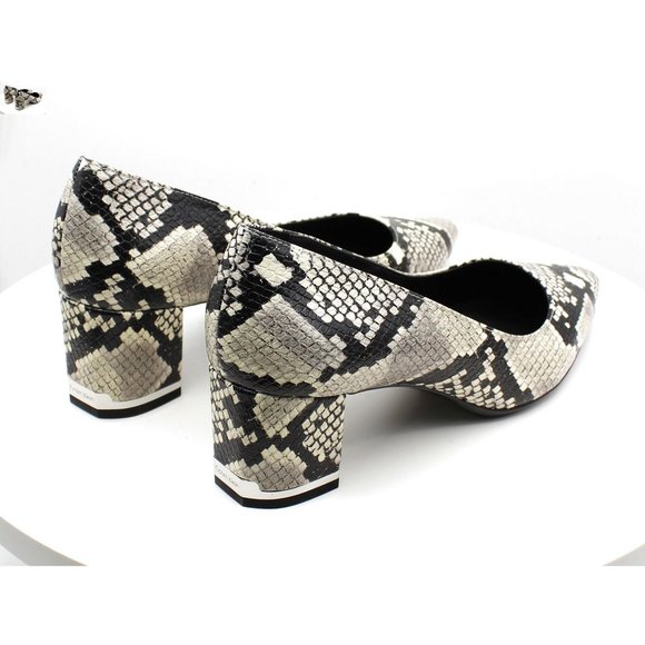 Calvin Klein Women's Pumps BLACK/WHITE - Black & White Snake-Embossed Pointed-To - Picture 3 of 8